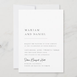 Eenvoudig Modern Kalligrafie Schrift Witte Bruilof Kaart