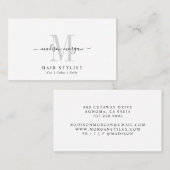 Eenvoudig Modern Kapsalon Script Monogram Visitekaartje (Voorkant / Achterkant)