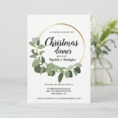 Eenvoudig Modern Kerstdiner Feestkrans Groen Kaart (Staand voorkant)