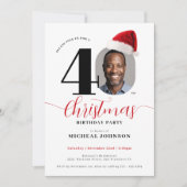 Eenvoudig modern kerstfeest 40e verjaardag kaart (Voorkant)