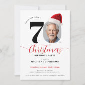 Eenvoudig modern kerstfeest 70e verjaardag kaart (Voorkant)