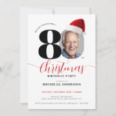 Eenvoudig modern kerstfeest 80e verjaardag kaart (Voorkant)