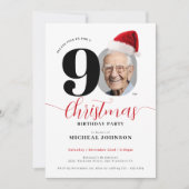 Eenvoudig modern kerstfeest 90e verjaardag kaart (Voorkant)