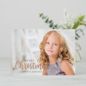 Eenvoudig, modern kerstfoto Roos Gold Folie Feestdagenkaart (Staand Voorkant)