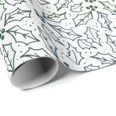 Eenvoudig Modern Kerstgroen Holly Leaves Yule Cadeaupapier (Rol Hoek)
