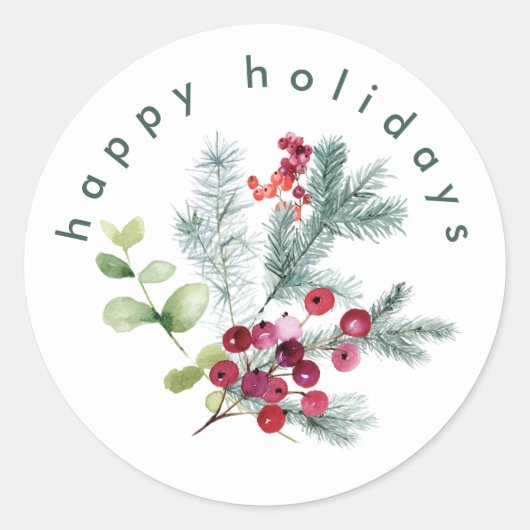 Eenvoudig Modern Kerstmis Sneeuwwit Ronde Sticker (Voorkant)