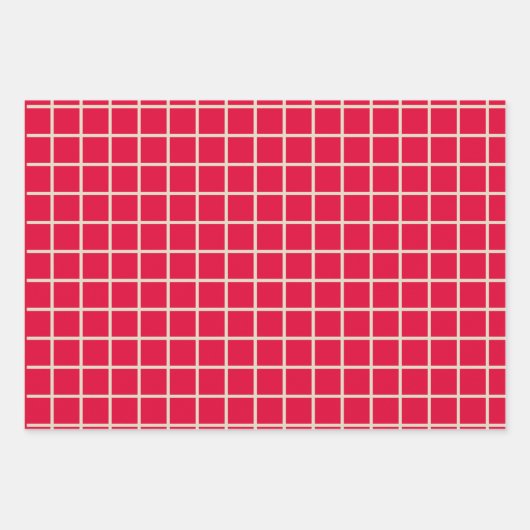 Eenvoudig modern kerstrood rasterpatroon inpakpapier vel (Voorkant 3)