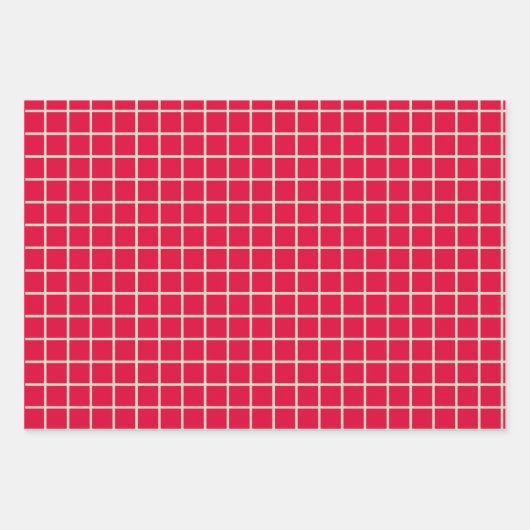 Eenvoudig modern kerstrood rasterpatroon inpakpapier vel (Voorkant 2)