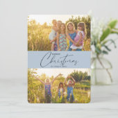 Eenvoudig modern kerstscript fotofeestdag feestdagenkaart (Staand voorkant)