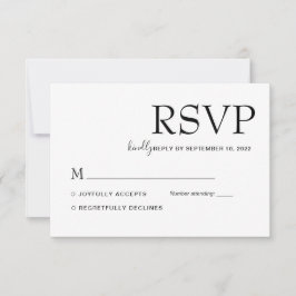 Eenvoudig modern Klassic Black en White Wedding RSVP Kaartje