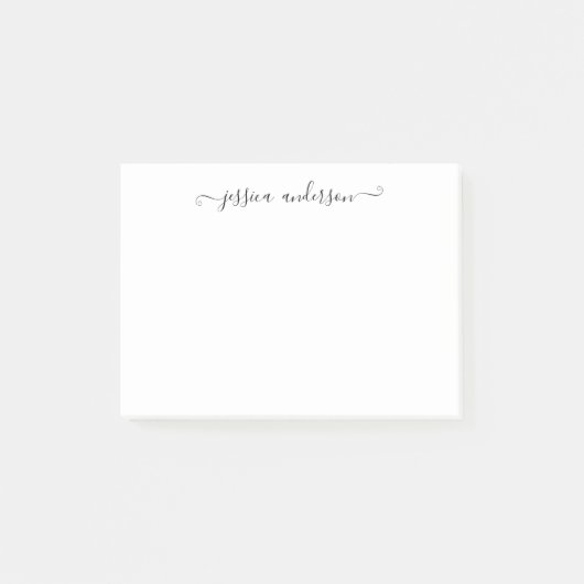 Eenvoudig modern klassiek elegant zwart grijs scri post-it® notes (Voorkant)