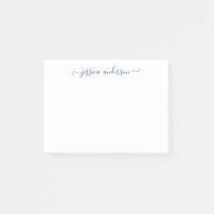 Eenvoudig modern klassiek legant blauw Navy Script Post-it® Notes
