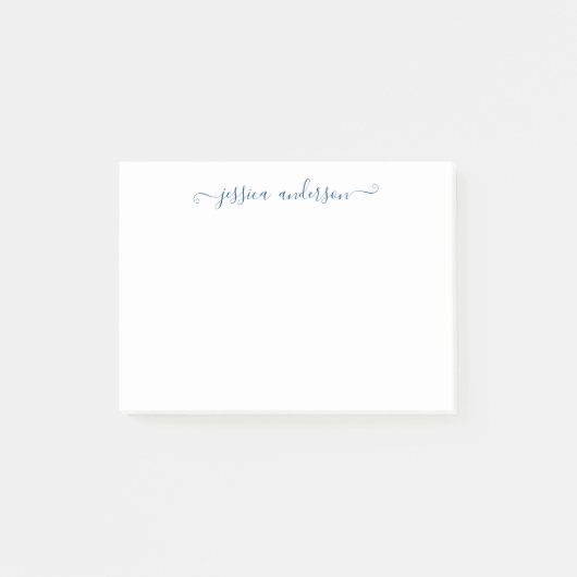 Eenvoudig modern klassiek legant blauw Navy Script Post-it® Notes (Voorkant)