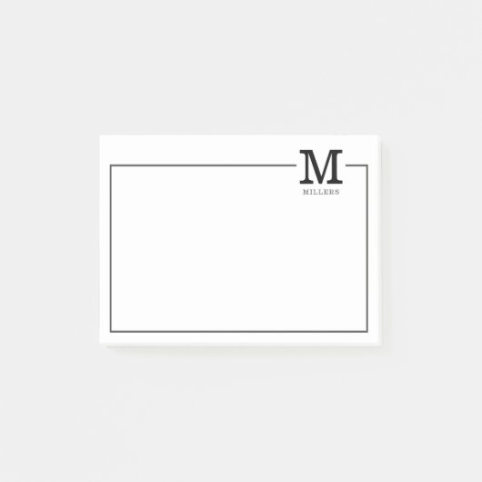 Eenvoudig modern Klassieke Familienaam Monogram  Post-it® Notes (Voorkant)
