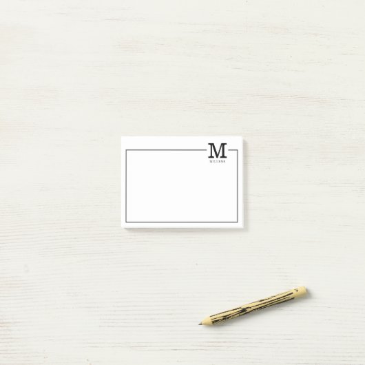 Eenvoudig modern Klassieke Familienaam Monogram  Post-it® Notes (Op bureau)