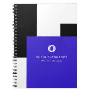 Eenvoudig modern kleurblok blauw, zwart en wit notitieboek
