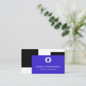 Eenvoudig Modern Kleurenblok Blauw, Zwart en Wit Visitekaartje (Staand voorkant)