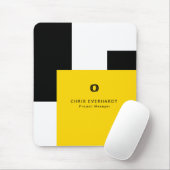 Eenvoudig Modern Kleurenblok Geel Wit en Zwart Muismat (Met muis)
