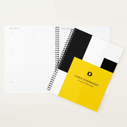 Eenvoudig Modern Kleurenblok Geel Wit en Zwart Planner (Display)