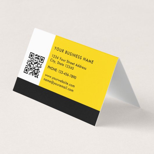 Eenvoudig Modern Kleurenblok Geel Wit en Zwart Visitekaartje (Achterkant)