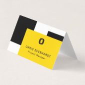 Eenvoudig Modern Kleurenblok Geel Wit en Zwart Visitekaartje (Voorkant)