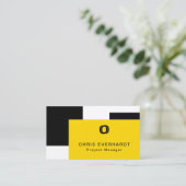 Eenvoudig Modern Kleurenblok Geel Wit en Zwart Visitekaartje (Staand voorkant)