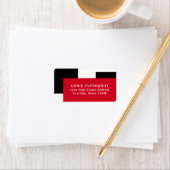 Eenvoudig Modern Kleurenblok Rood Wit en Zwart Etiket (Insitu)