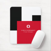 Eenvoudig Modern Kleurenblok Rood Wit en Zwart Muismat (Met muis)