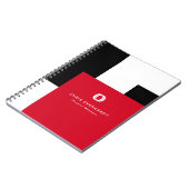 Eenvoudig modern kleurenblok rood wit en zwart notitieboek (Linkerzijde)