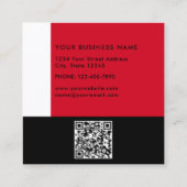 Eenvoudig Modern Kleurenblok Rood Wit en Zwart Vierkante Visitekaartje (Achterkant)