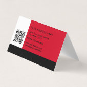 Eenvoudig Modern Kleurenblok Rood Wit en Zwart Visitekaartje (Achterkant)