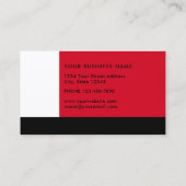 Eenvoudig Modern Kleurenblok Rood Wit en Zwart Visitekaartje (Achterkant)