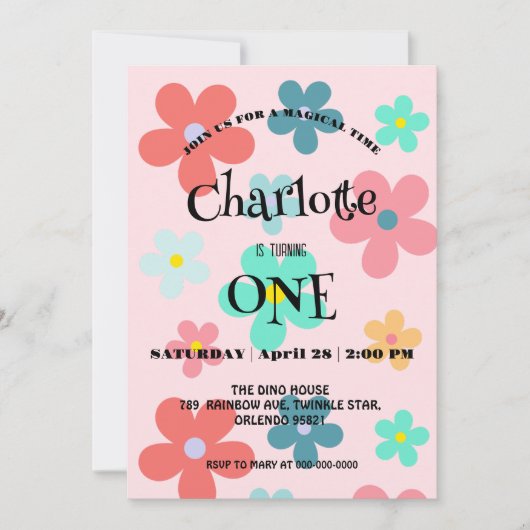 Eenvoudig Modern Kleurrijk Daisy bloemen verjaarda Save The Date (Voorkant)