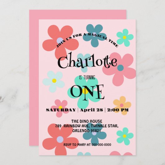 Eenvoudig Modern Kleurrijk Daisy bloemen verjaarda Save The Date (Voorkant / Achterkant)