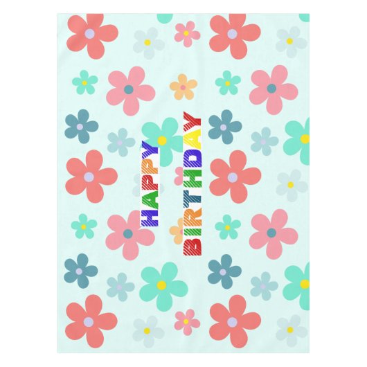 Eenvoudig Modern Kleurrijk Daisy bloemen verjaarda Tafelkleed (Voorkant)