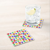 Eenvoudig Modern kleurrijk Paw Pet verjaardagsfees Kartonnen Onderzetters (Insitu)