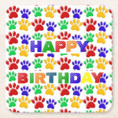 Eenvoudig Modern kleurrijk Paw Pet verjaardagsfees Kartonnen Onderzetters (Voorkant)