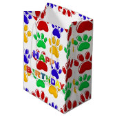 Eenvoudig Modern kleurrijk Paw Pet verjaardagsfees Medium Cadeauzakje (Voorkant Gekanteld)
