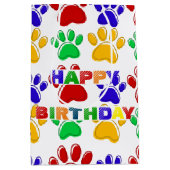 Eenvoudig Modern kleurrijk Paw Pet verjaardagsfees Medium Cadeauzakje (Voorkant)