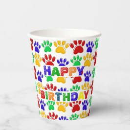 Eenvoudig Modern kleurrijk Paw Pet verjaardagsfees Papieren Bekers