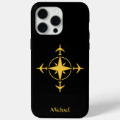 Eenvoudig modern kompas en vliegtuig, reis maatwer Case-Mate iPhone case (Achterkant)