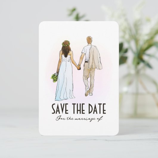 Eenvoudig modern koppel Flat Save The Date Kaart (Staand voorkant)