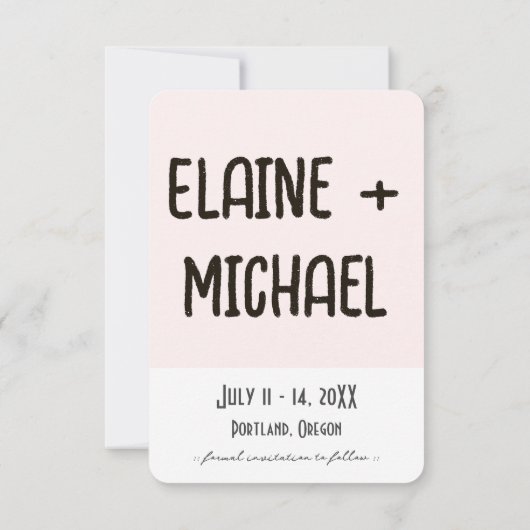 Eenvoudig modern koppel Flat Save The Date Kaart (Achterkant)