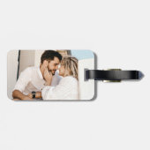 Eenvoudig Modern Koppel Monogram met Foto Bagagelabel (Achterkant horizontaal)