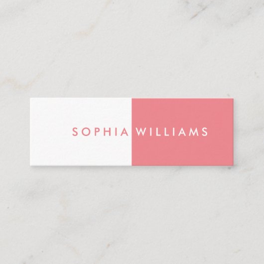 Eenvoudig Modern Koraal en Witte Professioneel Mini Visitekaartje (Voorkant)