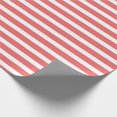 Eenvoudig modern koraal wit gestreept minimalistis cadeaupapier (Hoek)