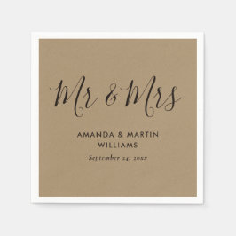 Eenvoudig modern Kraft Script Weddenschap Servet