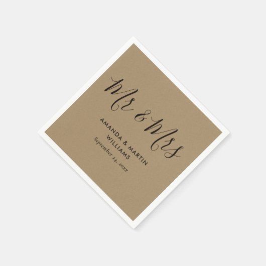 Eenvoudig modern Kraft Script Weddenschap Servet (Hoek)