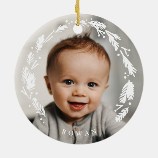 Eenvoudig modern krans foto keramische cirkel Orna Keramisch Ornament (Achterkant)