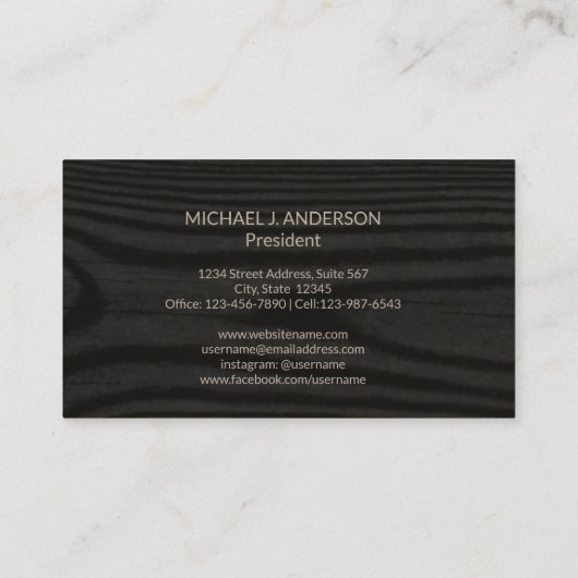 Eenvoudig modern kunsthout | Minimale elegante Kra Visitekaartje (Achterkant)